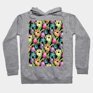 Tulips And Butterflies Pattern Hoodie